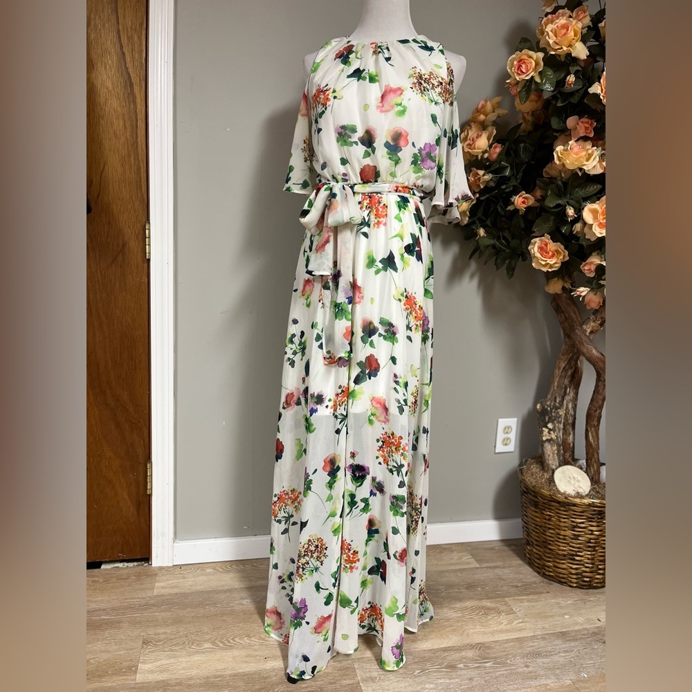 Calvin Klein White Ruffled Tiered Sundress